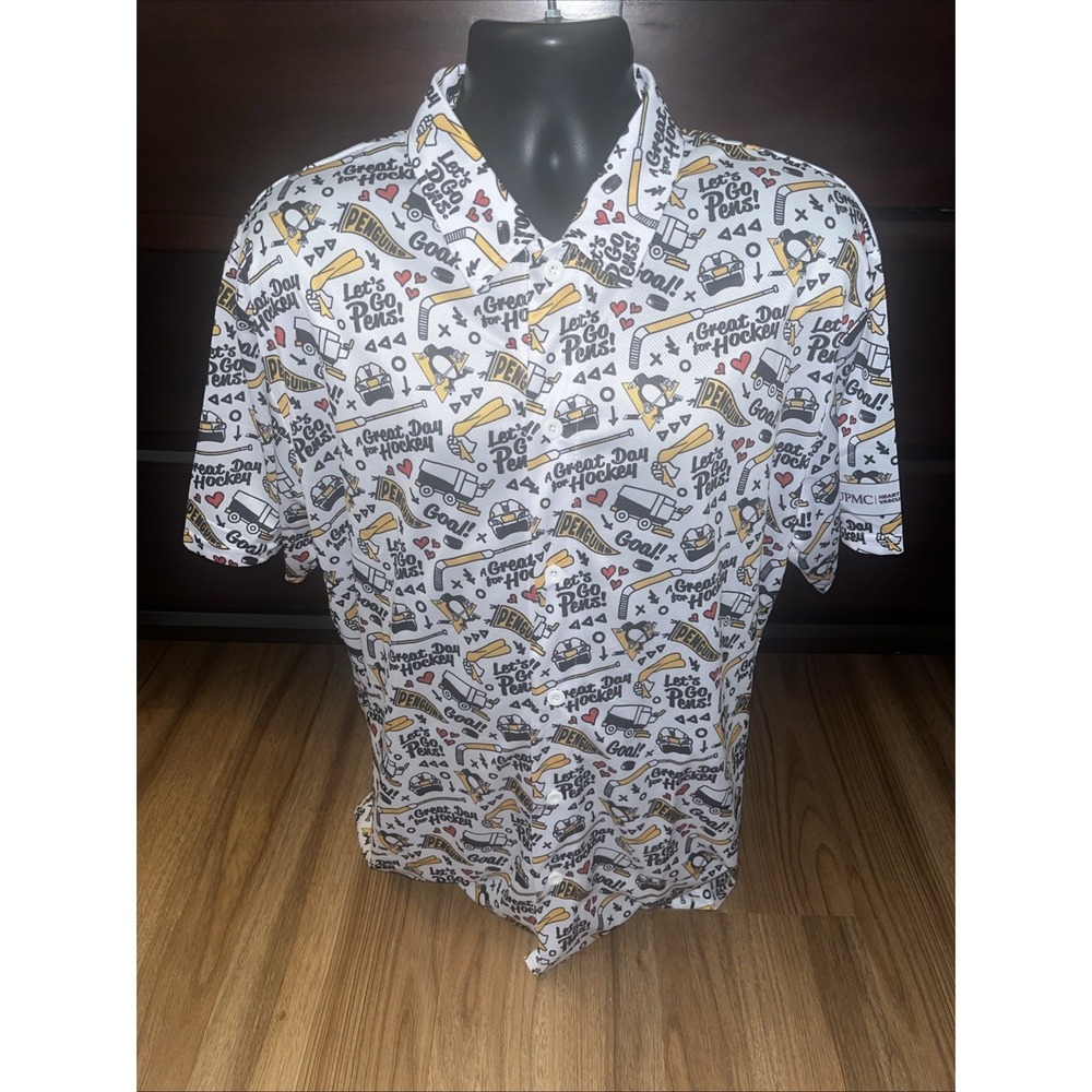 Pittsburgh Penguins 2025 Giveaway - Check Your Heart Button Up Shirt Size XL